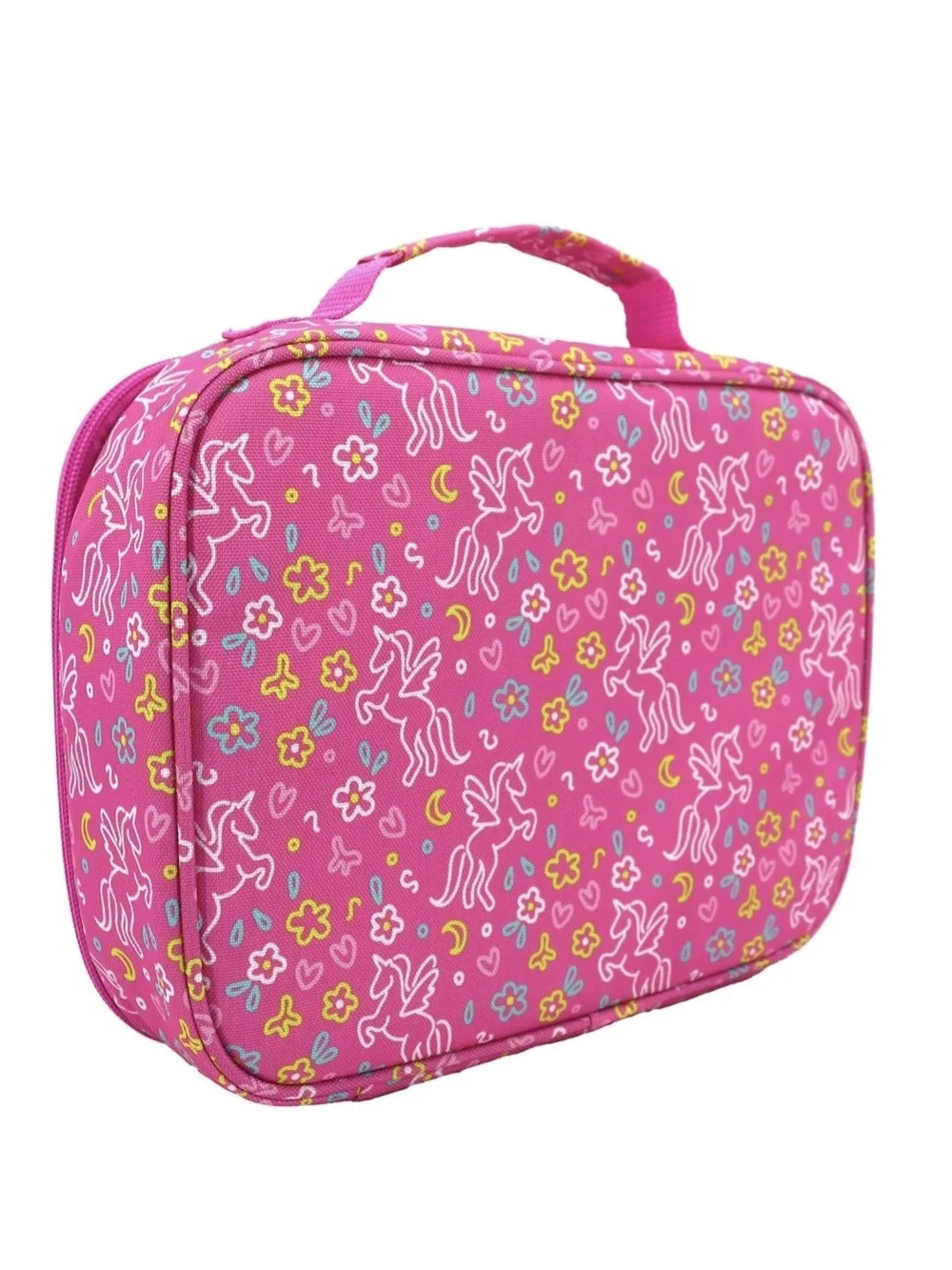 NWT Insulated Pink Unicorn Print Lunch Travel Bag School Daycare Work Sz 10.6